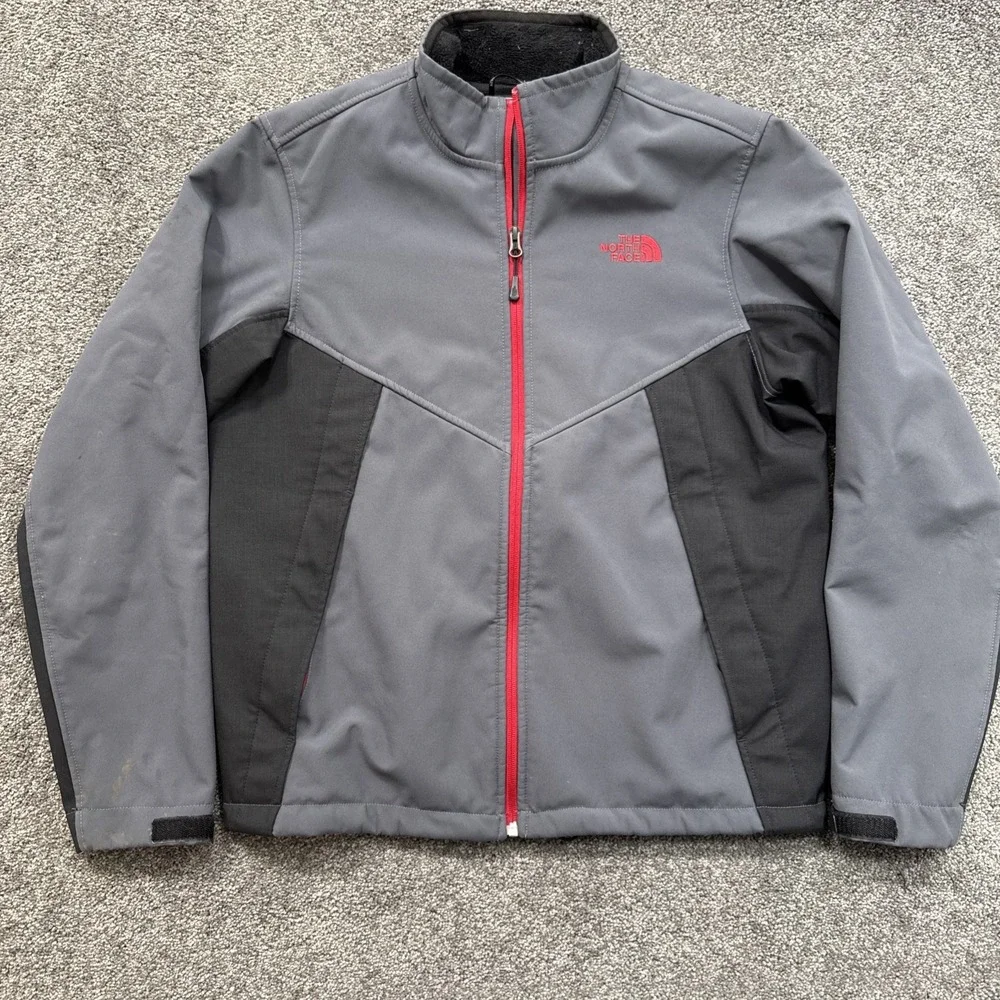 Mens M North Face Jacket TKA Stealth Fleece Lined Full Zip Mock Neck Gray Soft